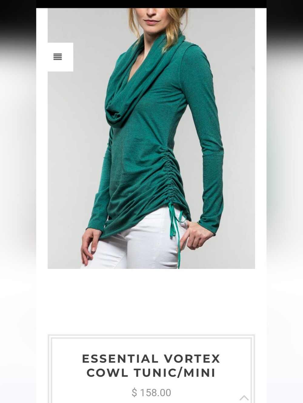 Raw Earth Wild Sky Essential Vortex Cowl  Tunic/ Mini Sz M Teal  Organic Cotton